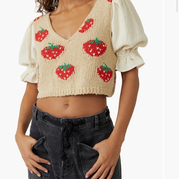 FREE PEOPLE Strawberry Jam Top / Strawberry Dawn Combo Size Small - Picture 1 of 8